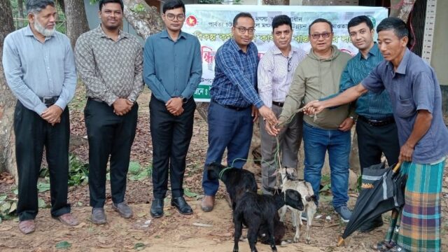 নানিয়ারচরে নিবন্ধিত জেলেদের ছাগল বিতরণ