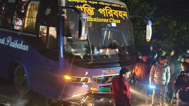 শান্তি পরিবহণের চাপায় মোটর সাইকেল চালক নিহত